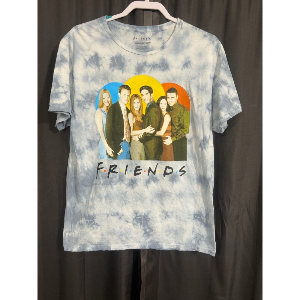 Friends TV Show Mens M Blue Tie Dye Graphic T Shirt 2021 100% Cotton WB